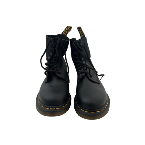 Dr Martens Doc Pascal Combat Boots Womens Size 7 Black Leather 8-Eye Classic - Picture 1 of 16